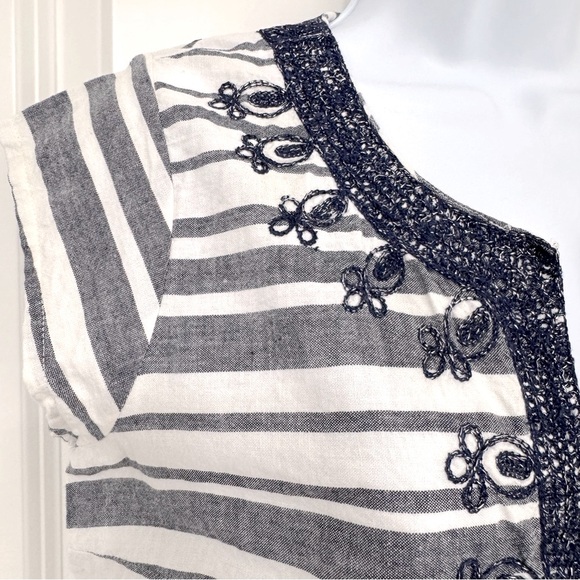 Calypso St. Barth Ro Striped Navy and White Embroidered Tunic Dress XS - Picture 6 of 8